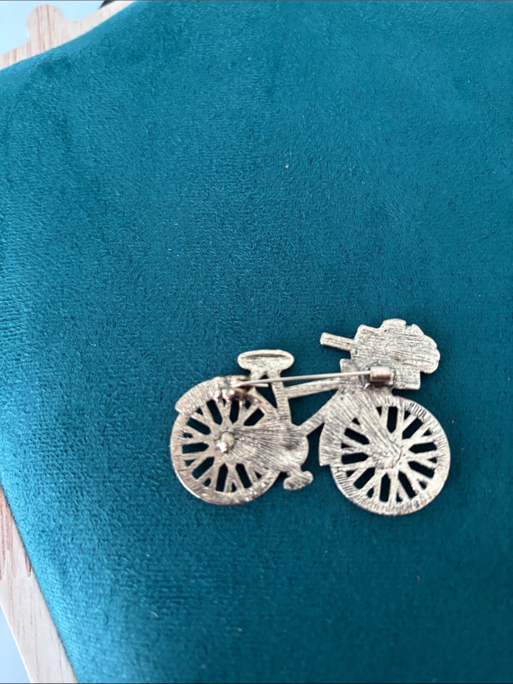 Colorful Rhinestone Bicycle Brooch Pin - Multicolor - Picture 2 of 5